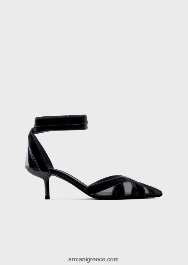 γυναίκες Armani αυλικά παπούτσια από βελούδο και σατέν 4046R6507 μαύρος