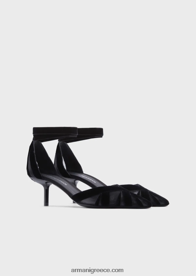 γυναίκες Armani αυλικά παπούτσια από βελούδο και σατέν 4046R6507 μαύρος