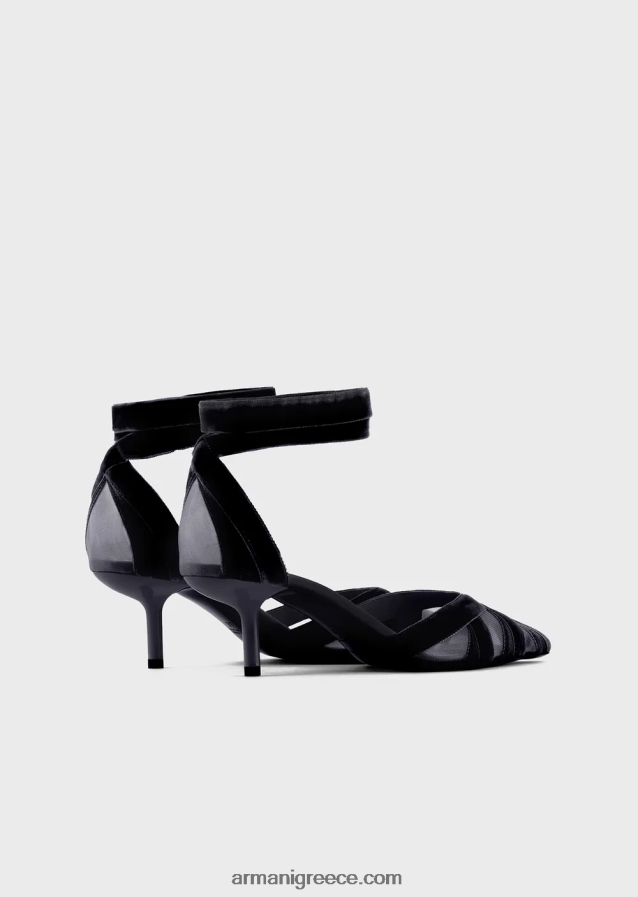γυναίκες Armani αυλικά παπούτσια από βελούδο και σατέν 4046R6507 μαύρος