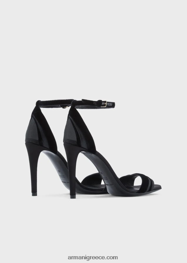 γυναίκες Armani πέδιλα με βελούδινο και σατέν τακούνι 4046R6524 μαύρος