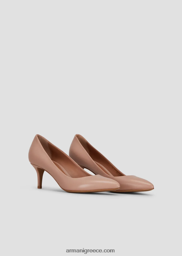 γυναίκες Armani δερμάτινες αντλίες με τακούνι στιλέτο 4046R6525 γυμνός