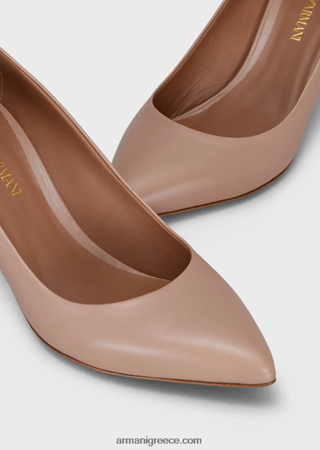γυναίκες Armani δερμάτινες αντλίες με τακούνι στιλέτο 4046R6525 γυμνός