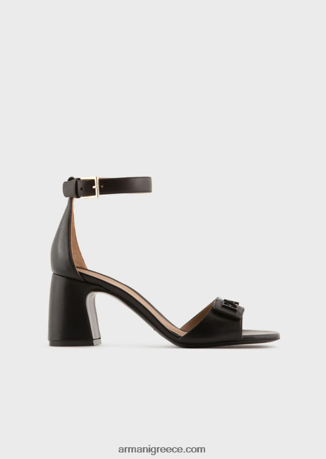 γυναίκες Armani σανδάλια με τακούνι από δέρμα νάπα με λογότυπο ea 4046R6512 μαύρος