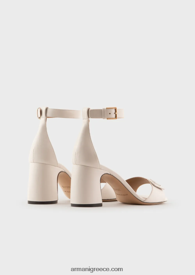γυναίκες Armani σανδάλια με τακούνι από δέρμα νάπα με λογότυπο ea 4046R6513 γαλακτώδες λευκό