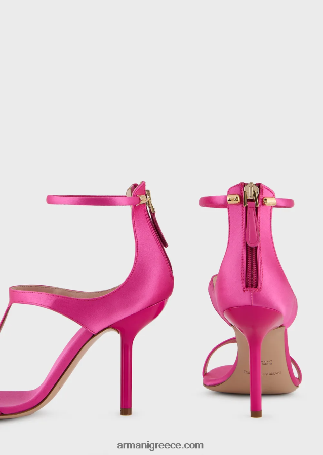 γυναίκες Armani σατέν t-σανδάλια με γόβες στιλέτο 4046R6520 φουξία