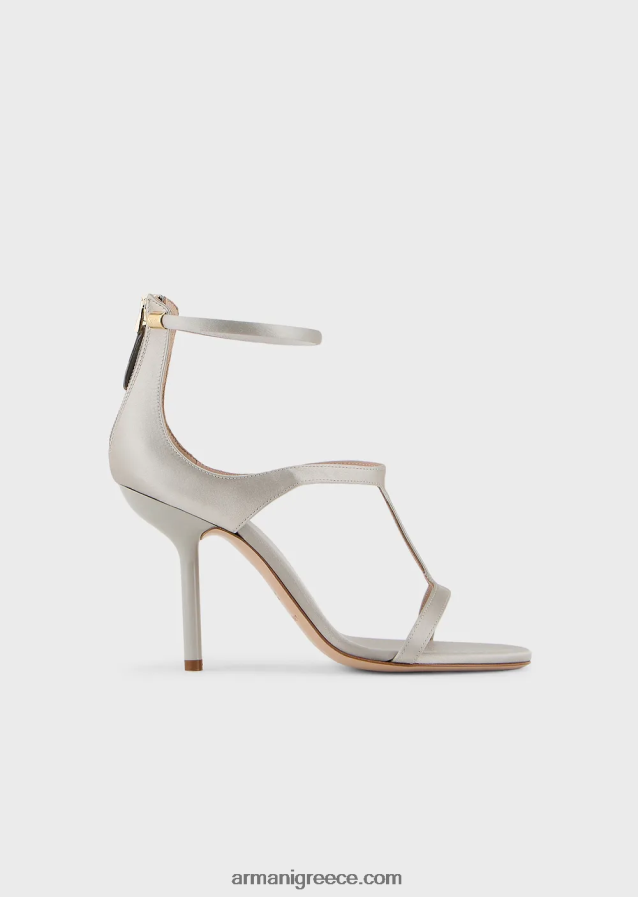 γυναίκες Armani σατέν t-σανδάλια με γόβες στιλέτο 4046R6521 ανοιχτό γκρι