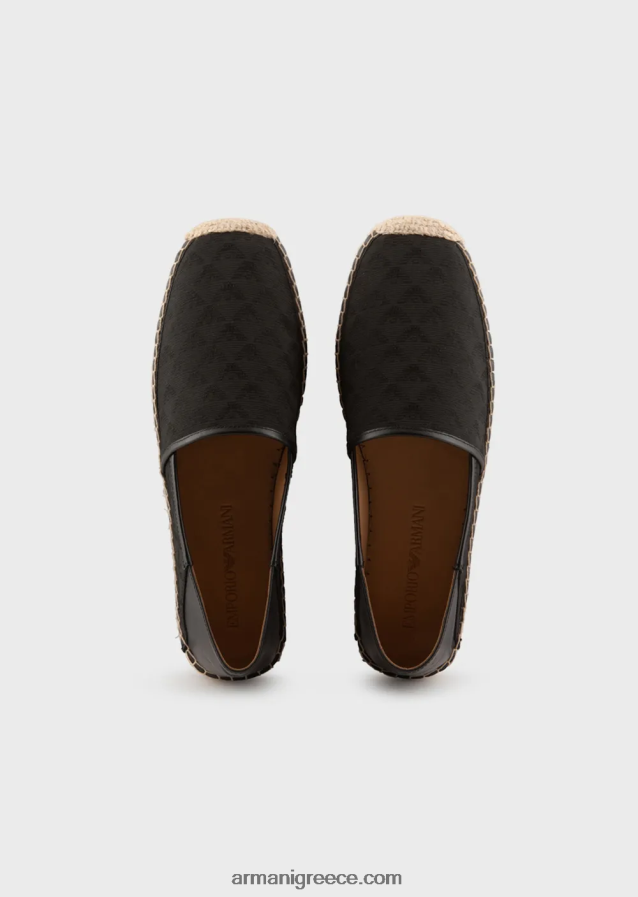 άνδρες Armani υφασμάτινες εσπαντρίγιες με αετό ζακάρ παντού 4046R61850 μαύρος