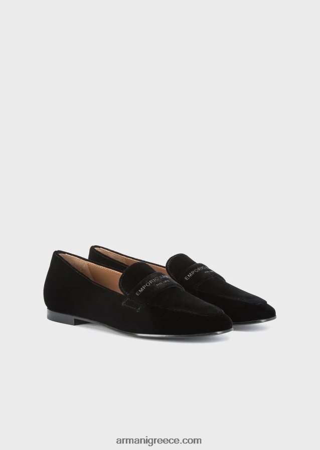 γυναίκες Armani βελούδινα loafers 4046R6498 μαύρος