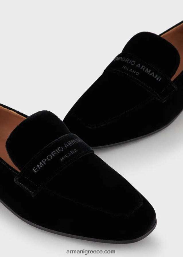 γυναίκες Armani βελούδινα loafers 4046R6498 μαύρος