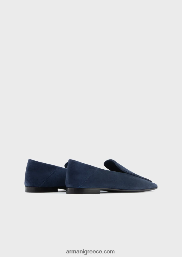 γυναίκες Armani εικονίδιο βελούδο-δερμάτινα loafers 4046R6500 μπλε