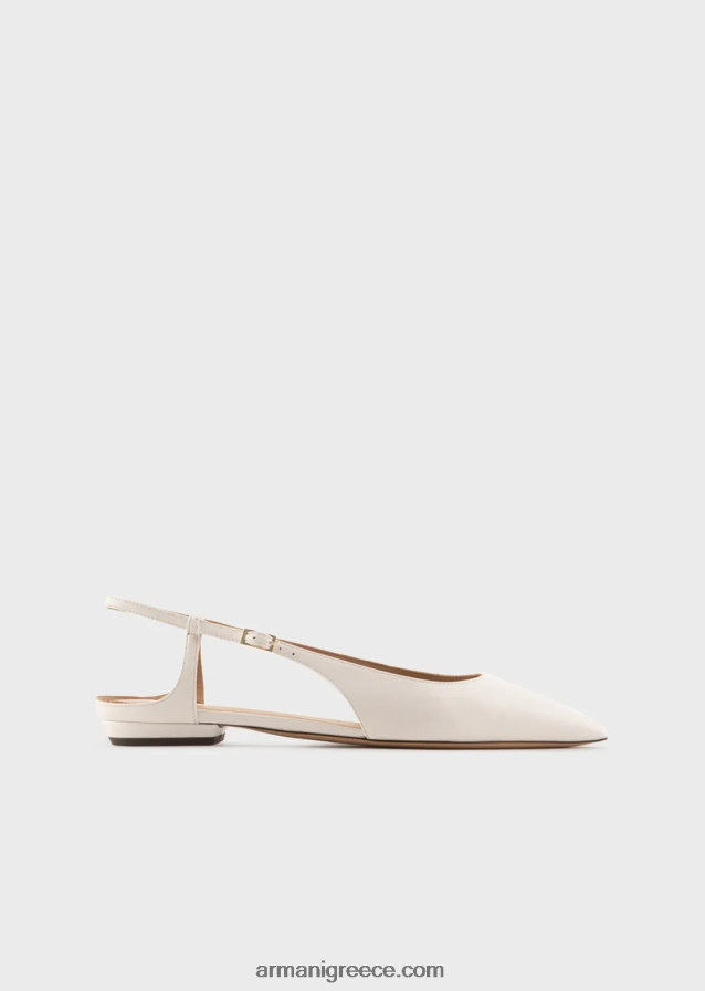 γυναίκες Armani μπαλαρίνες slingback από δέρμα νάπα με μυτερή μύτη 4046R6495 μπεζ