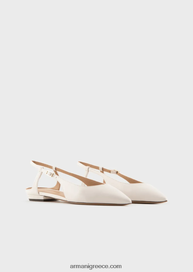 γυναίκες Armani μπαλαρίνες slingback από δέρμα νάπα με μυτερή μύτη 4046R6495 μπεζ