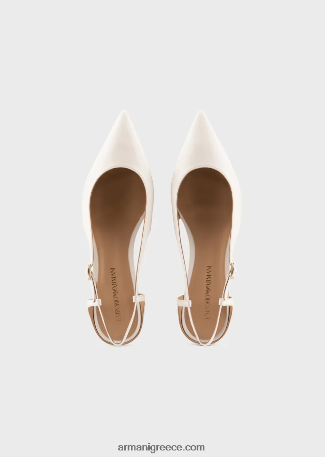 γυναίκες Armani μπαλαρίνες slingback από δέρμα νάπα με μυτερή μύτη 4046R6495 μπεζ