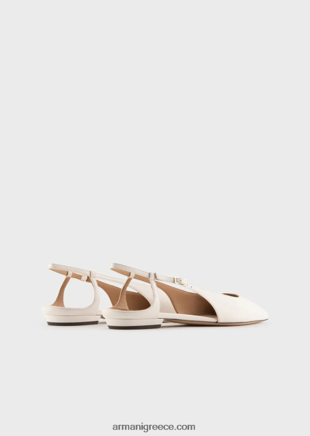 γυναίκες Armani μπαλαρίνες slingback από δέρμα νάπα με μυτερή μύτη 4046R6495 μπεζ