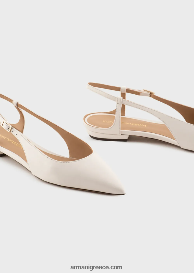 γυναίκες Armani μπαλαρίνες slingback από δέρμα νάπα με μυτερή μύτη 4046R6495 μπεζ