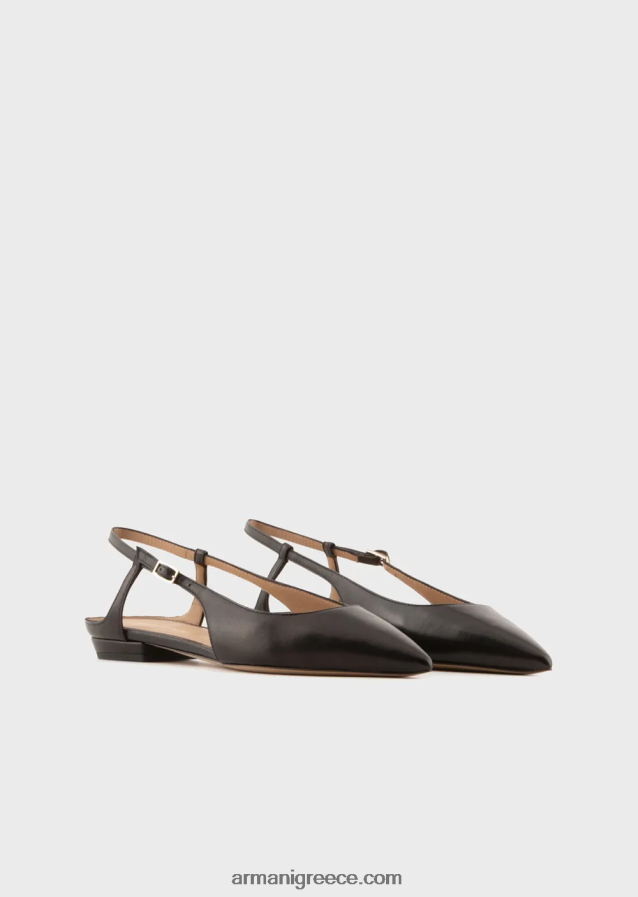 γυναίκες Armani μπαλαρίνες slingback από δέρμα νάπα με μυτερή μύτη 4046R6496 μαύρος