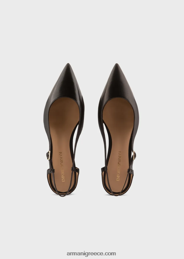 γυναίκες Armani μπαλαρίνες slingback από δέρμα νάπα με μυτερή μύτη 4046R6496 μαύρος