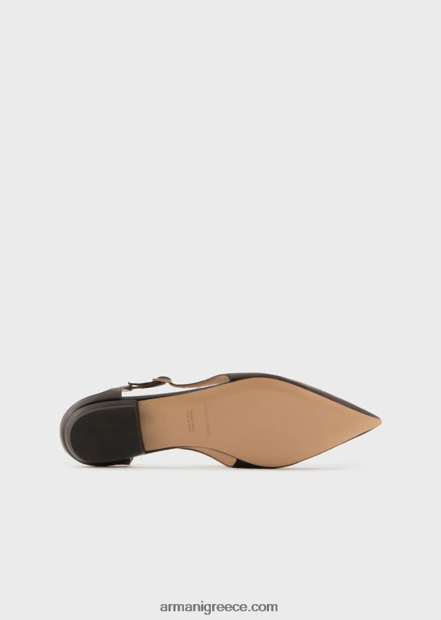 γυναίκες Armani μπαλαρίνες slingback από δέρμα νάπα με μυτερή μύτη 4046R6496 μαύρος