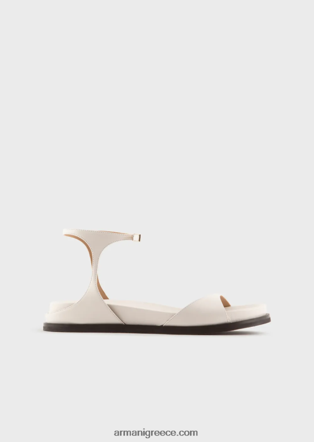γυναίκες Armani σανδάλια ποδιού από δέρμα νάπα 4046R6527 γαλακτώδες λευκό