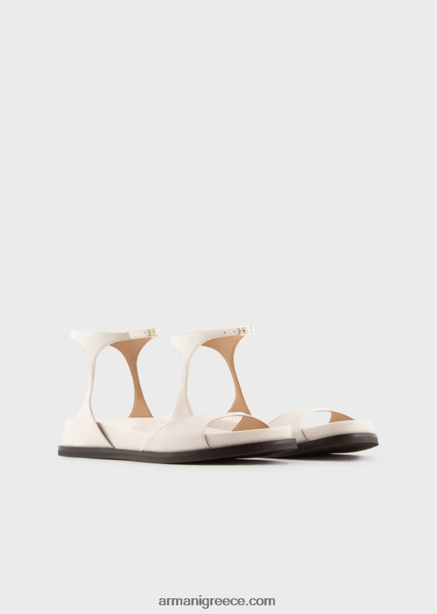 γυναίκες Armani σανδάλια ποδιού από δέρμα νάπα 4046R6527 γαλακτώδες λευκό