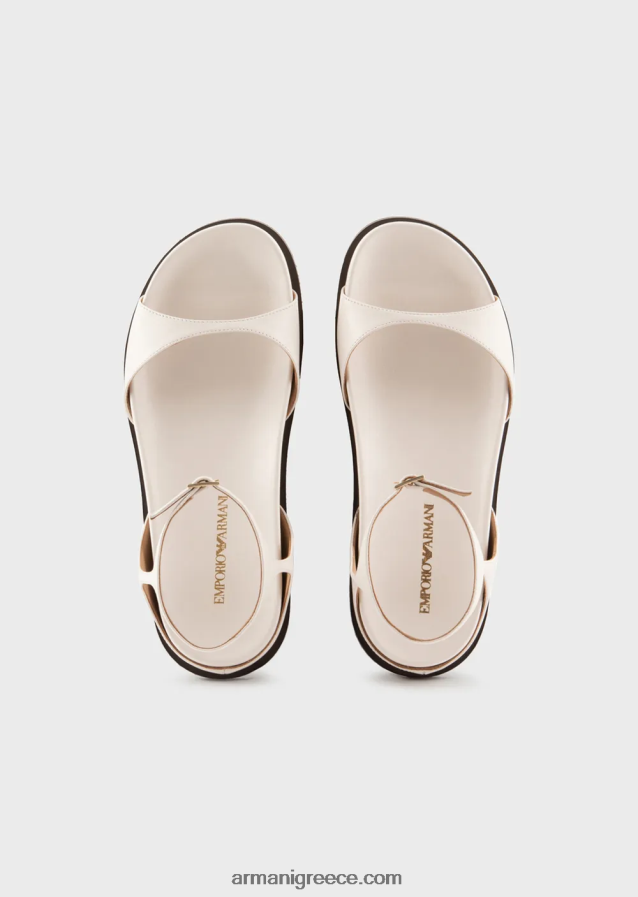 γυναίκες Armani σανδάλια ποδιού από δέρμα νάπα 4046R6527 γαλακτώδες λευκό