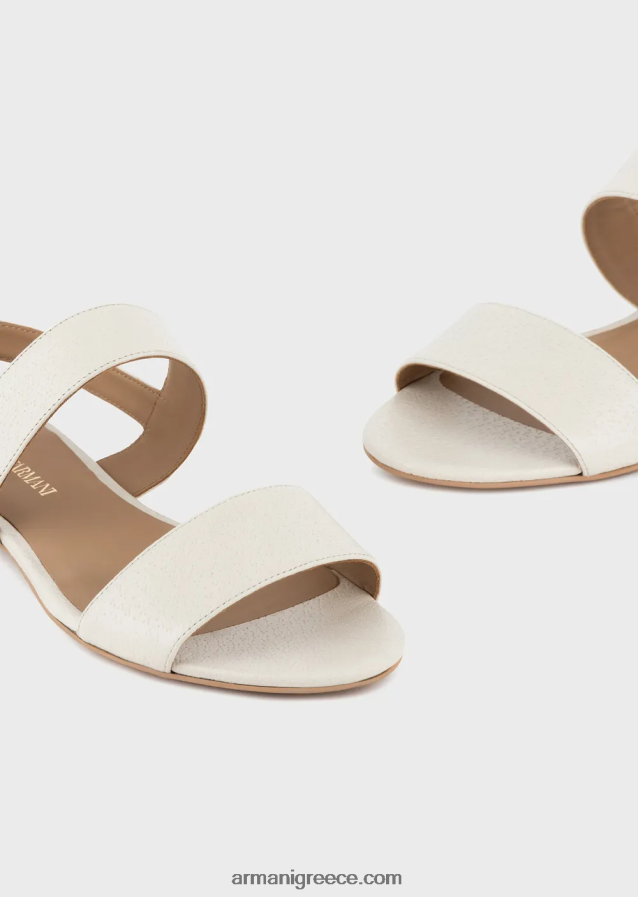 γυναίκες Armani δερμάτινα σανδάλια με λογότυπο μετάλλιο 4046R6535 άσπρο