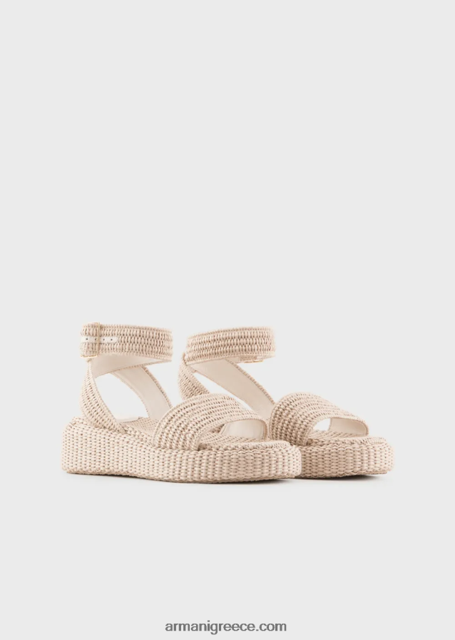γυναίκες Armani σανδάλια με λουράκια ραφίας 4046R6536 μπεζ