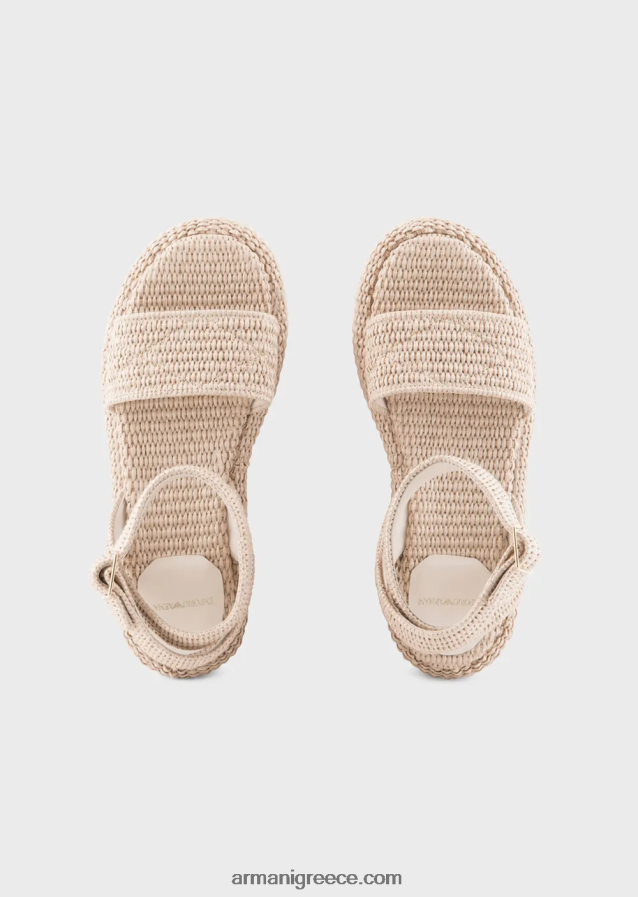 γυναίκες Armani σανδάλια με λουράκια ραφίας 4046R6536 μπεζ