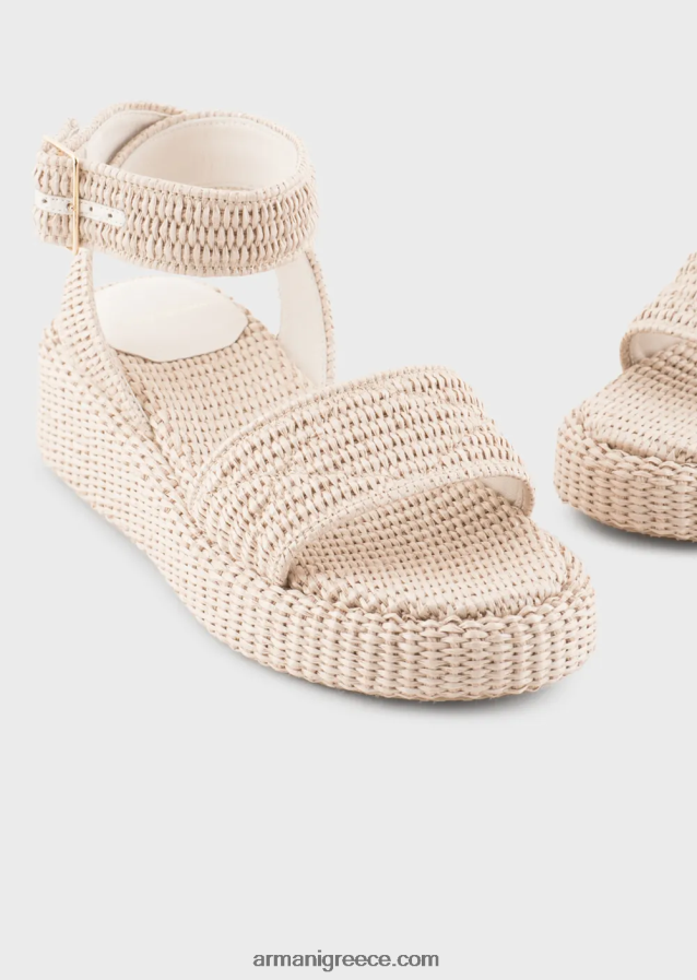 γυναίκες Armani σανδάλια με λουράκια ραφίας 4046R6536 μπεζ