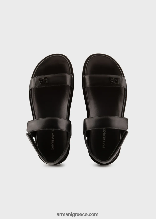 γυναίκες Armani Διπλό σανδάλια από δέρμα νάπα με λογότυπο ea 4046R6538 μαύρος