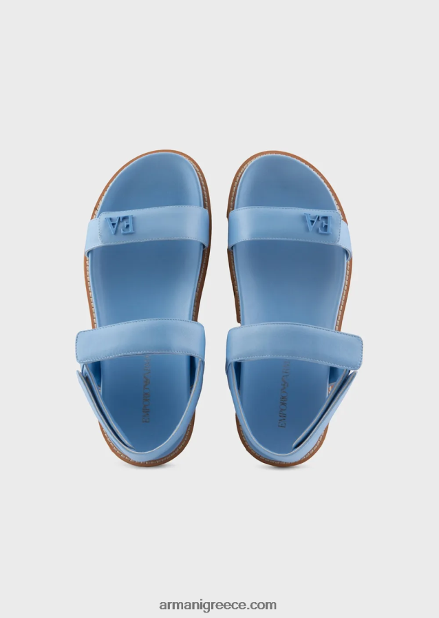 γυναίκες Armani Διπλό σανδάλια από δέρμα νάπα με λογότυπο ea 4046R6539 γαλανός