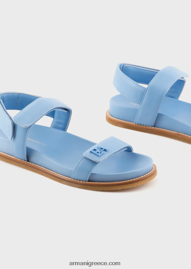 γυναίκες Armani Διπλό σανδάλια από δέρμα νάπα με λογότυπο ea 4046R6539 γαλανός