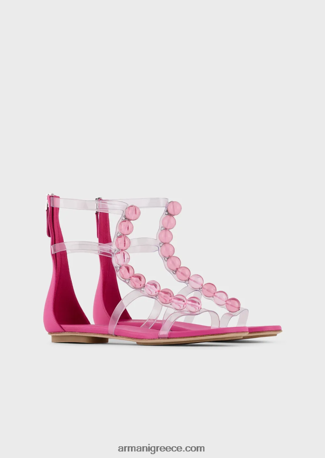 γυναίκες Armani σανδάλια pvc με γυάλινες χάντρες 4046R6541 ροζ
