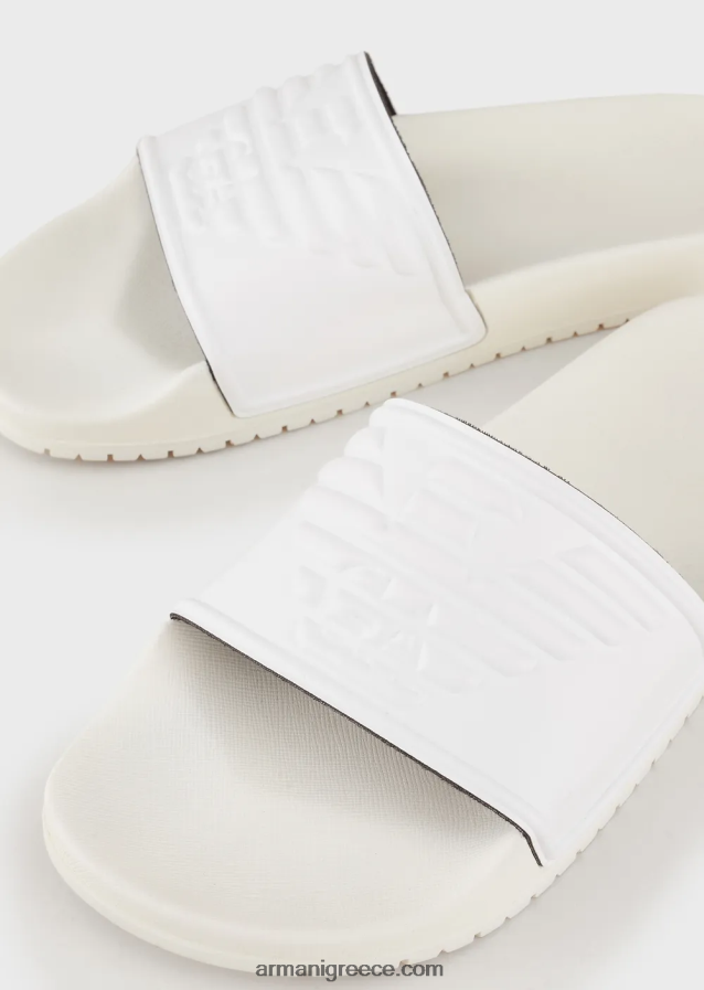 γυναίκες Armani sliders pvc με υπερμεγέθη, ανάγλυφο αετό 4046R623 άσπρο