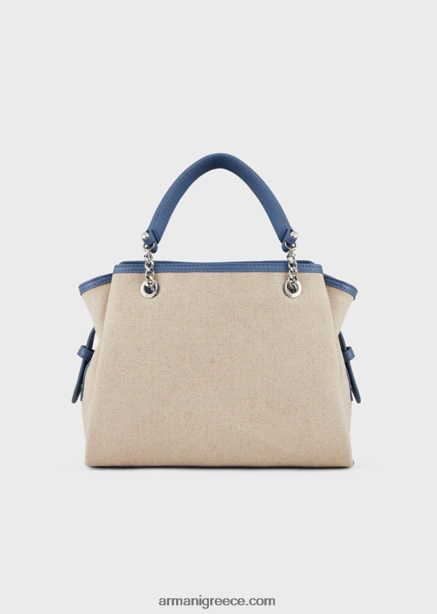 γυναίκες Armani Λινο τσαντάκι με υπερμεγέθη κέντημα και γούρι αετού 4046R6732 μπεζ λογότυπο