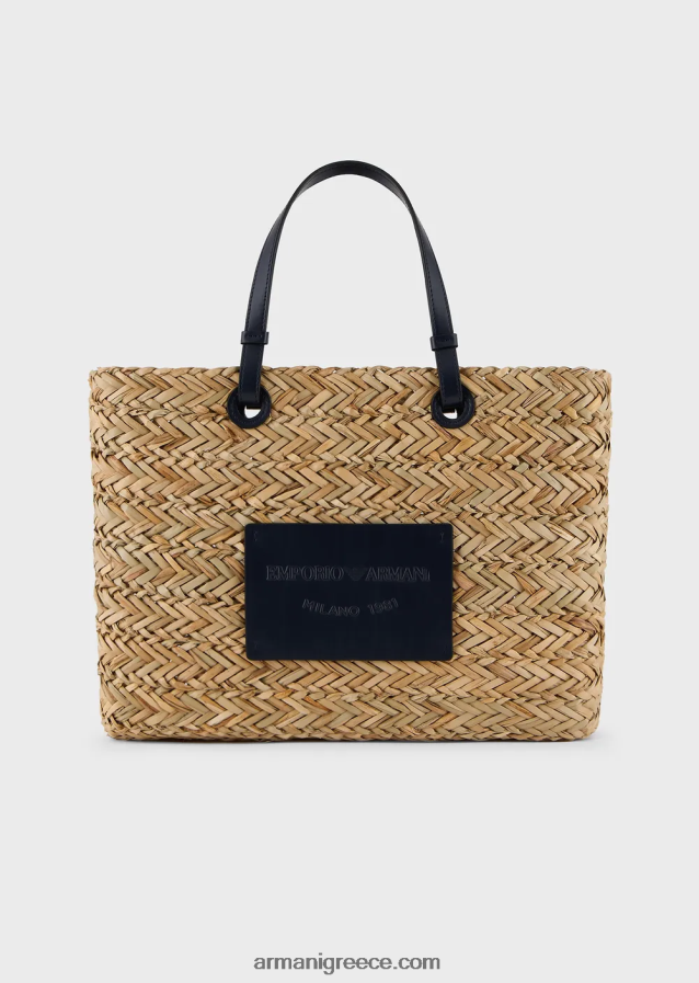 γυναίκες Armani mare capsule συλλογή ψάθινη τσάντα shopper 4046R6737 μπεζ