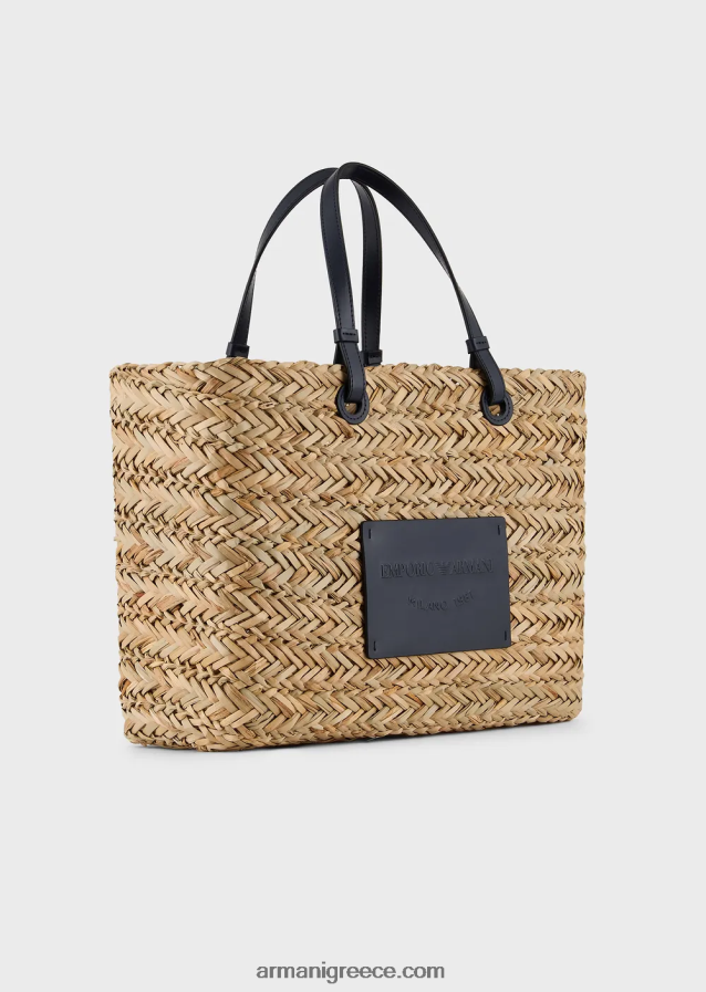γυναίκες Armani mare capsule συλλογή ψάθινη τσάντα shopper 4046R6737 μπεζ
