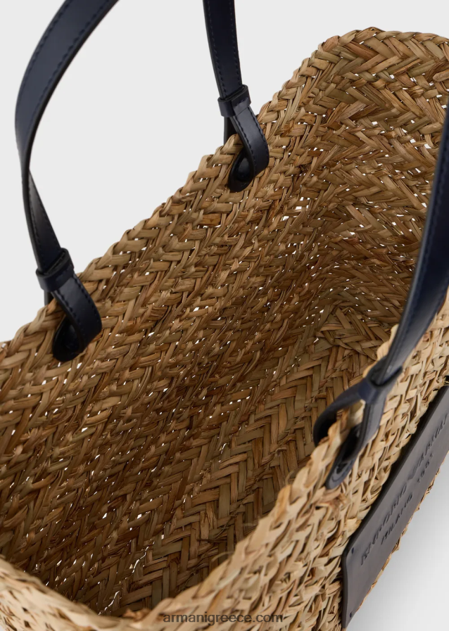 γυναίκες Armani mare capsule συλλογή ψάθινη τσάντα shopper 4046R6737 μπεζ
