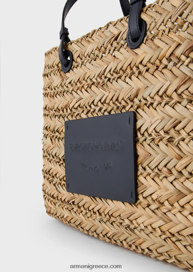 γυναίκες Armani mare capsule συλλογή ψάθινη τσάντα shopper 4046R6737 μπεζ
