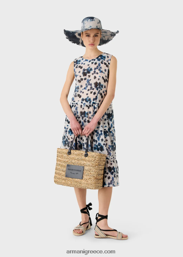 γυναίκες Armani mare capsule συλλογή ψάθινη τσάντα shopper 4046R6737 μπεζ