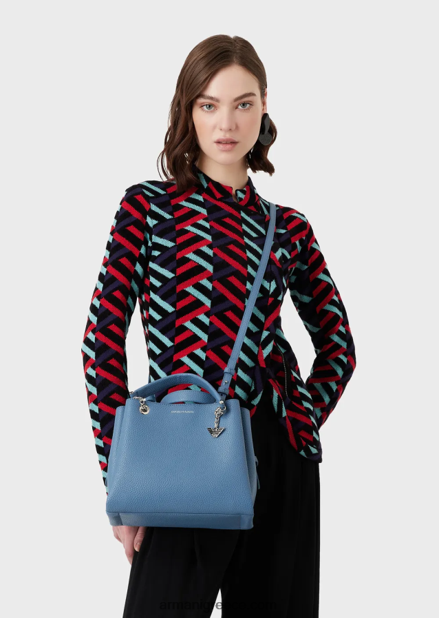 γυναίκες Armani Δερμάτινη τσάντα palmellato με γούρι αετού 4046R6725 γαλανός