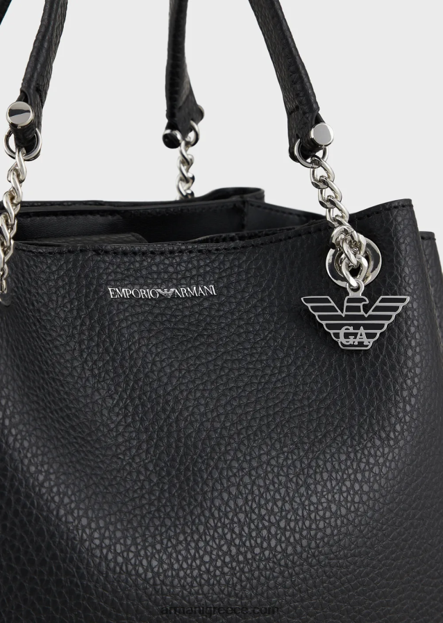 γυναίκες Armani Δερμάτινη τσάντα palmellato με γούρι αετού 4046R6727 μαύρος