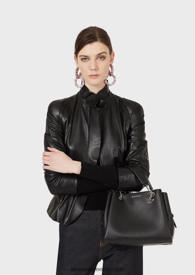 γυναίκες Armani Δερμάτινη τσάντα palmellato με γούρι αετού 4046R6727 μαύρος
