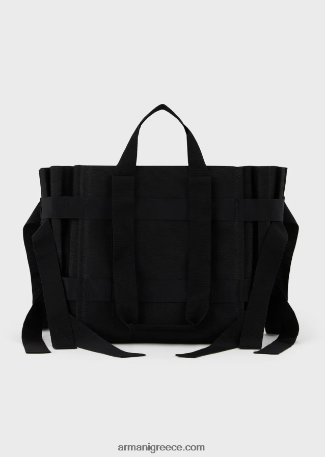 γυναίκες Armani μεγάλη πλισέ πάνινη τσάντα shopper 4046R6739 μαύρος