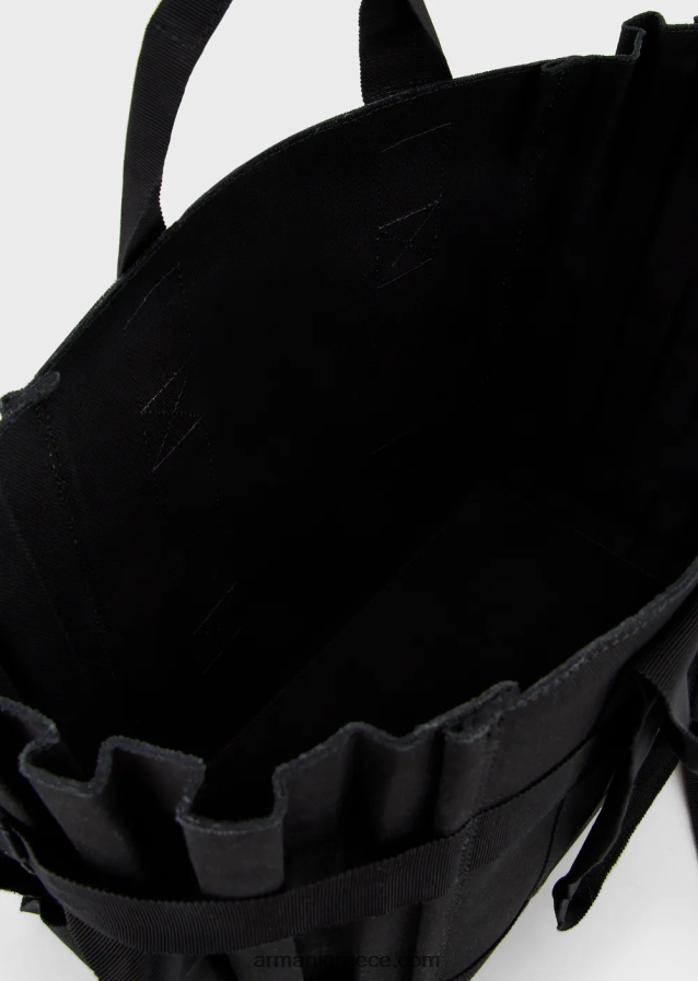 γυναίκες Armani μεγάλη πλισέ πάνινη τσάντα shopper 4046R6739 μαύρος