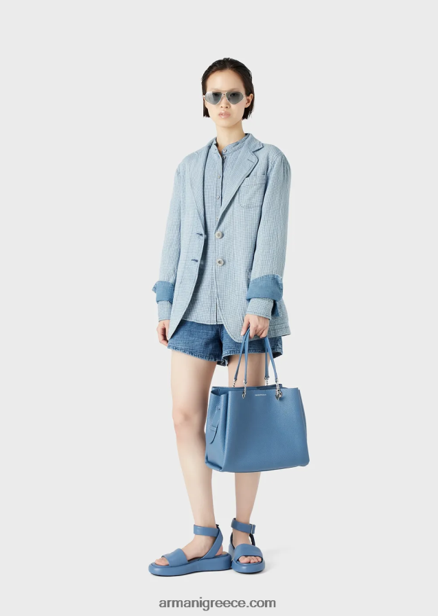 γυναίκες Armani Τσάντα shopper σε εφέ δέρματος palmellato με γούρι αετού 4046R6729 γαλανός