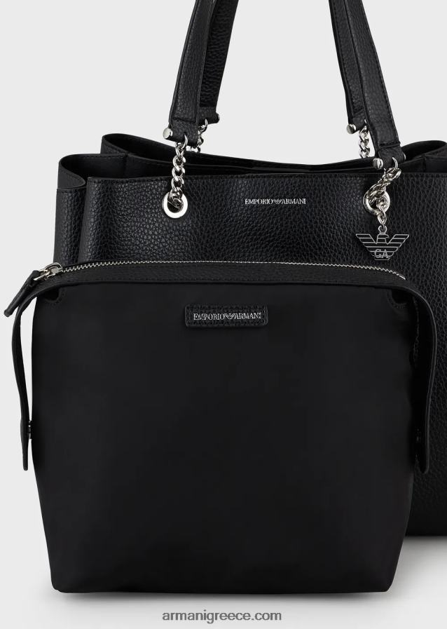 γυναίκες Armani Τσάντα shopper σε εφέ δέρματος palmellato με γούρι αετού 4046R6730 μαύρος