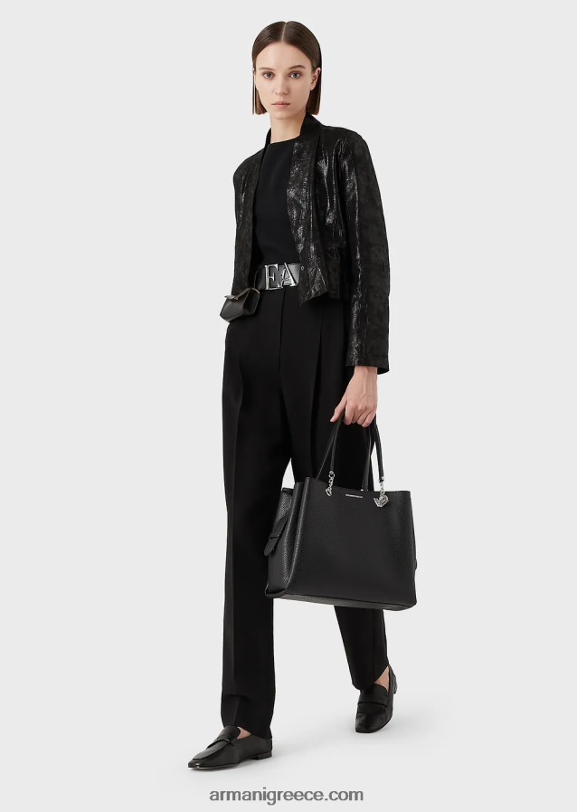 γυναίκες Armani Τσάντα shopper σε εφέ δέρματος palmellato με γούρι αετού 4046R6730 μαύρος