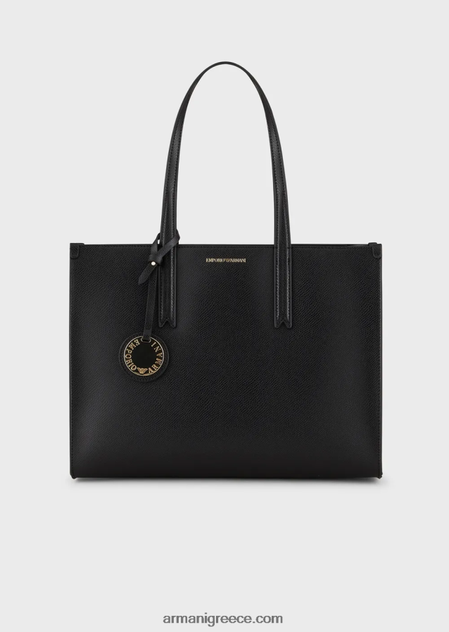 γυναίκες Armani Τσάντα shopper palmellato με φινίρισμα δέρματος με γούρι 4046R6734 μαύρος