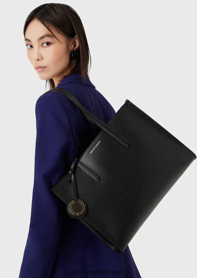 γυναίκες Armani Τσάντα shopper palmellato με φινίρισμα δέρματος με γούρι 4046R6734 μαύρος